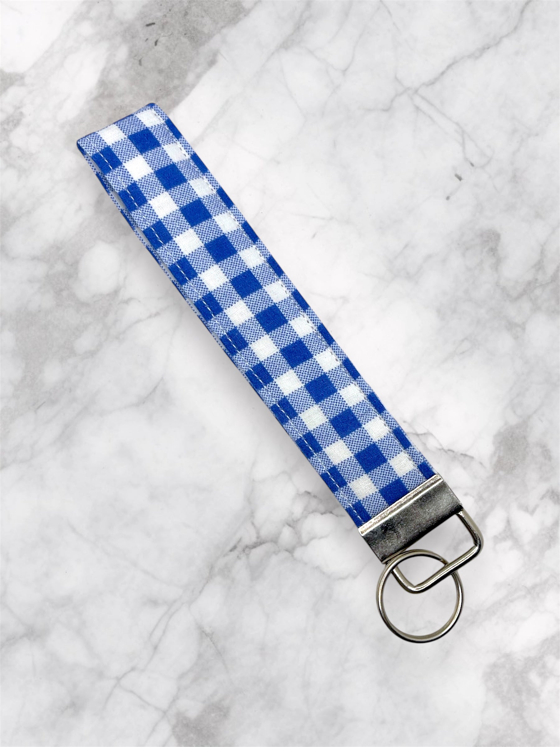 Blue Plaid Wristlet