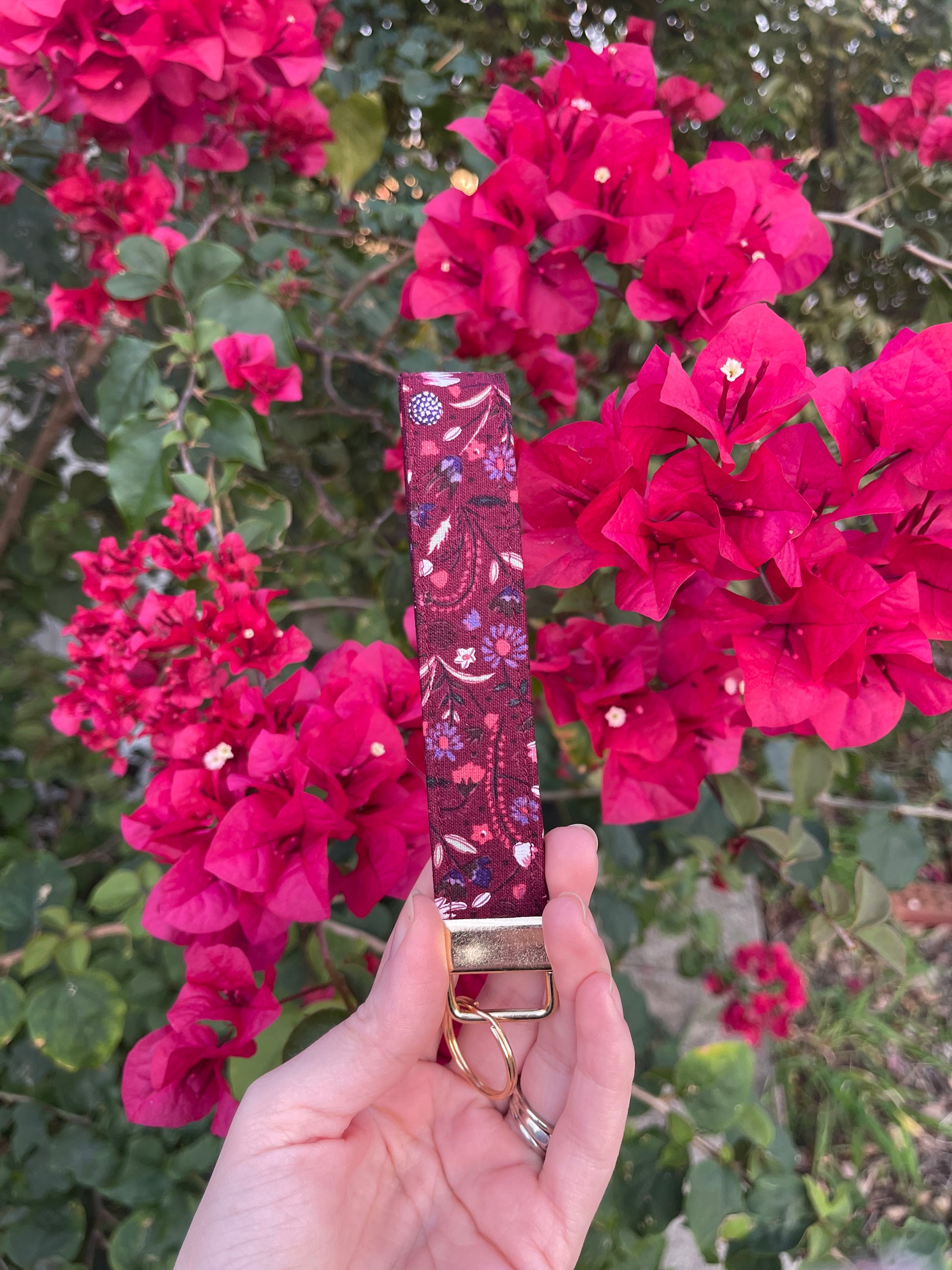 Burgundy Blossoms Wristlet