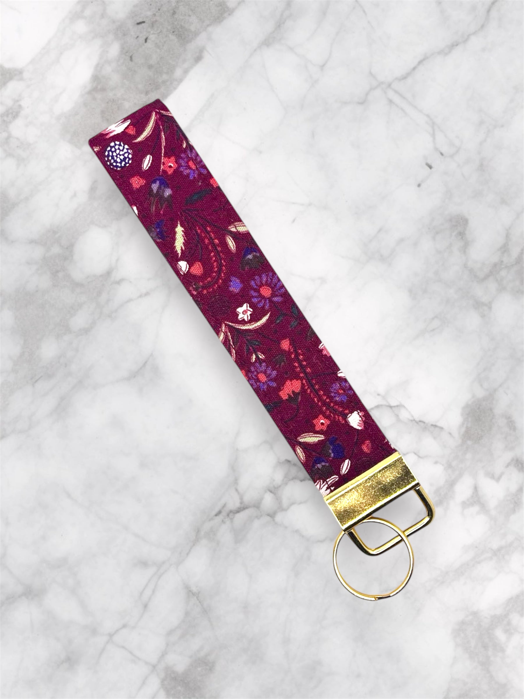 Burgundy Blossoms Wristlet